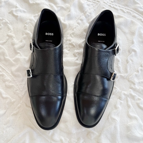 BOSS Double Strap Monk Leather Grain Shoes Size 7.5 - Picture 5 of 11